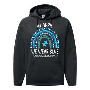 In April We Wear Blue Rainbow asd Awareness Performance Fleece Hoodie