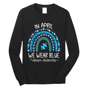 In April We Wear Blue Rainbow asd Awareness Long Sleeve Shirt