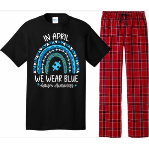 In April We Wear Blue Rainbow asd Awareness Pajama Set