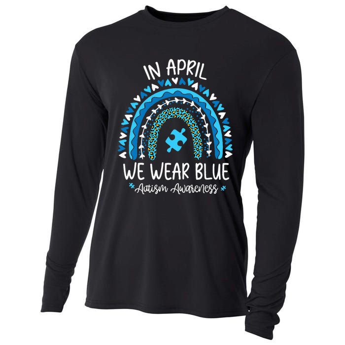 In April We Wear Blue Rainbow asd Awareness Cooling Performance Long Sleeve Crew