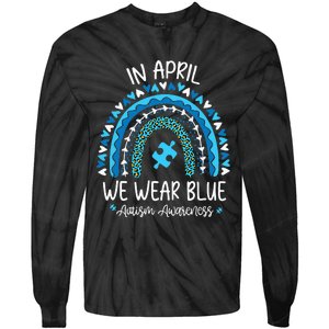 In April We Wear Blue Rainbow asd Awareness Tie-Dye Long Sleeve Shirt