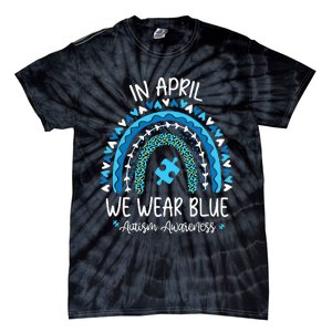 In April We Wear Blue Rainbow asd Awareness Tie-Dye T-Shirt