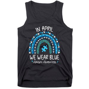 In April We Wear Blue Rainbow asd Awareness Tank Top