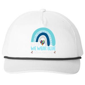 In April We Wear Blue Rainbow Autism Puzzle Snapback Five-Panel Rope Hat