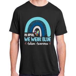 In April We Wear Blue Rainbow Autism Puzzle Adult ChromaSoft Performance T-Shirt