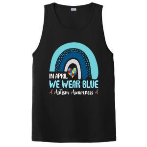 In April We Wear Blue Rainbow Autism Puzzle PosiCharge Competitor Tank