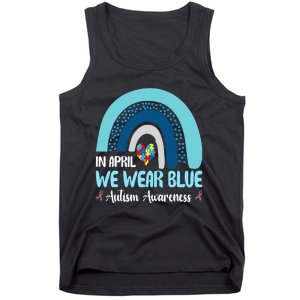 In April We Wear Blue Rainbow Autism Puzzle Tank Top