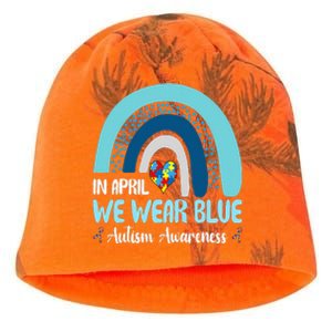 In April We Wear Blue Rainbow Autism Puzzle Kati - Camo Knit Beanie