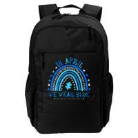 In April We Wear Blue Rainbow Autism Awareness Month Daily Commute Backpack