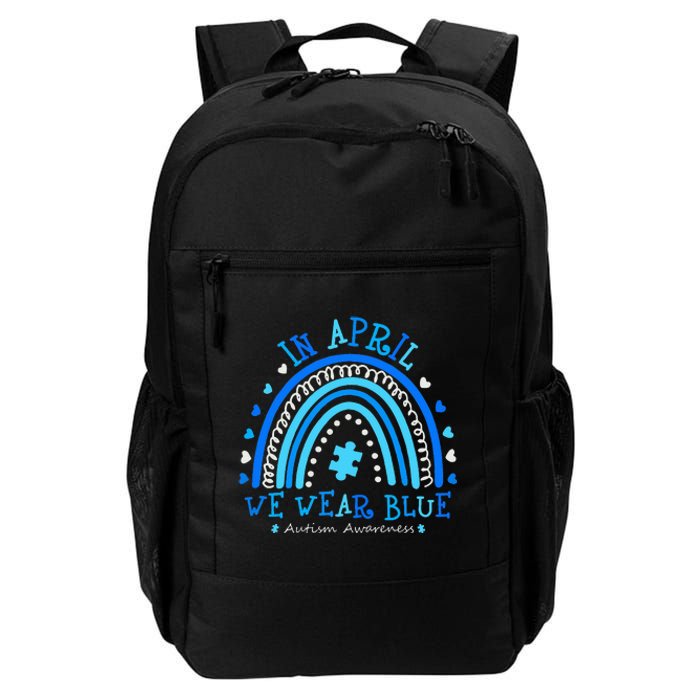 In April We Wear Blue Rainbow Autism Awareness Month Daily Commute Backpack