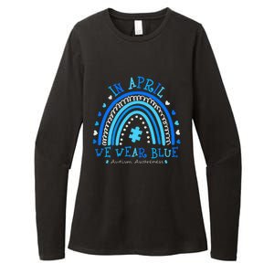 In April We Wear Blue Rainbow Autism Awareness Month Womens CVC Long Sleeve Shirt