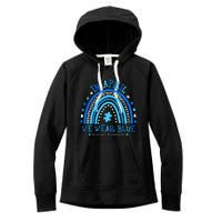 In April We Wear Blue Rainbow Autism Awareness Month Women's Fleece Hoodie