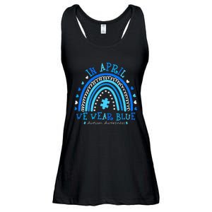 In April We Wear Blue Rainbow Autism Awareness Month Ladies Essential Flowy Tank