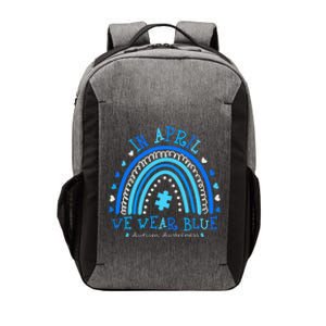 In April We Wear Blue Rainbow Autism Awareness Month Vector Backpack