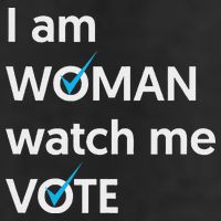 I Am Woman Watch Me Vote 2024 Blue Wave Vote 7 Panel Mesh Trucker Snapback Hat