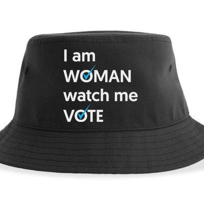 I Am Woman Watch Me Vote 2024 Blue Wave Vote Sustainable Bucket Hat