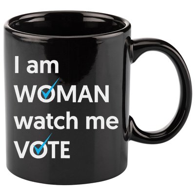I Am Woman Watch Me Vote 2024 Blue Wave Vote 11oz C Handle Ceramic Mug