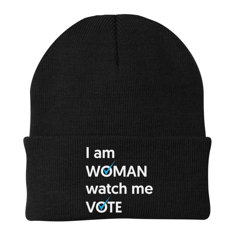 I Am Woman Watch Me Vote 2024 Blue Wave Vote Beanie