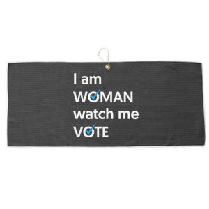 I Am Woman Watch Me Vote 2024 Blue Wave Vote Large Microfiber Waffle Golf Towel