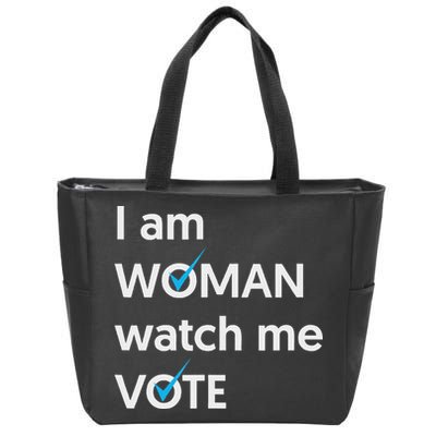 I Am Woman Watch Me Vote 2024 Blue Wave Vote Zip Tote Bag