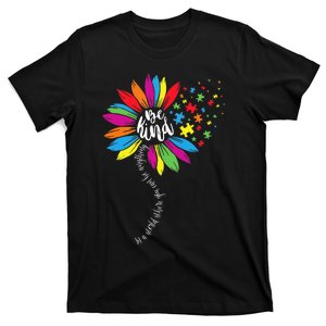 In A World You Can Sunflower Autism Awareness Be Kind Puzzle T-Shirt