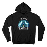 In April We Wear Blue Rainbow Autism Puzzle Hoodie