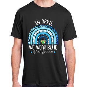 In April We Wear Blue Rainbow Autism Puzzle Adult ChromaSoft Performance T-Shirt