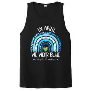 In April We Wear Blue Rainbow Autism Puzzle PosiCharge Competitor Tank