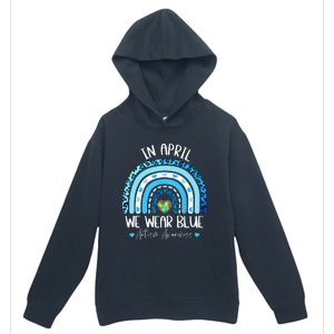 In April We Wear Blue Rainbow Autism Puzzle Urban Pullover Hoodie