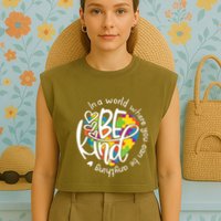 In A World Where You Can Be Anything Be Kind Kindness Garment-Dyed Women's Muscle Tee