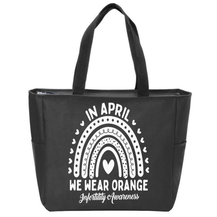 In April We Wear Orange Infertility Awareness Week Zip Tote Bag