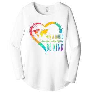 In A World Where You Can Be Anything Be Kind Unity Day Heart Women's Perfect Tri Tunic Long Sleeve Shirt