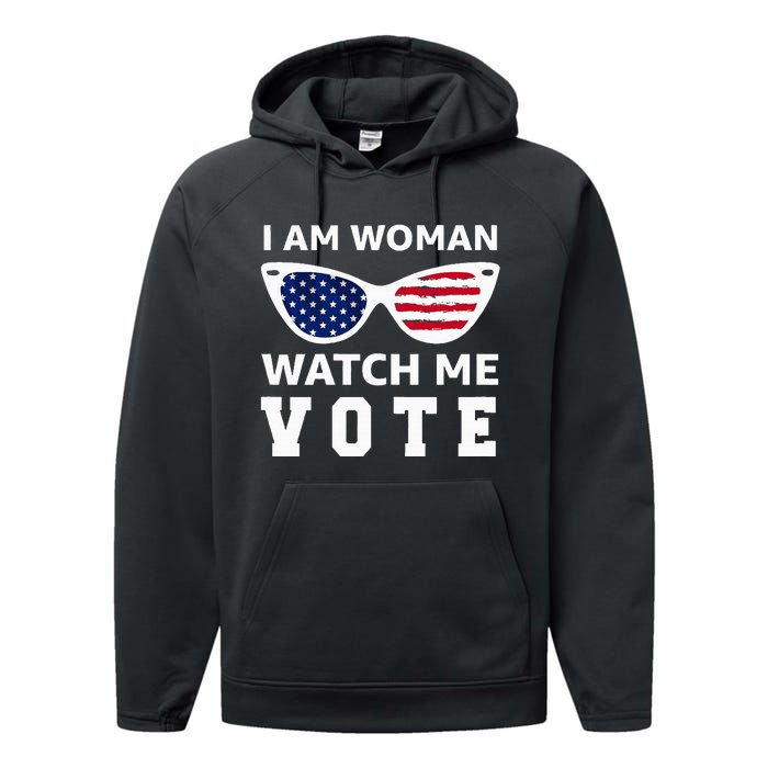 I Am Woman Watch Me Vote Performance Fleece Hoodie