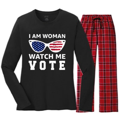 I Am Woman Watch Me Vote Women's Long Sleeve Flannel Pajama Set 