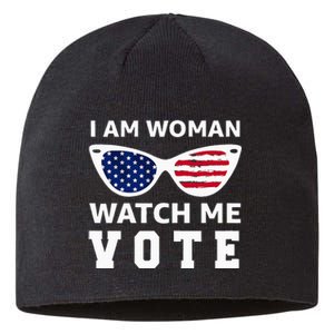 I Am Woman Watch Me Vote Sustainable Beanie