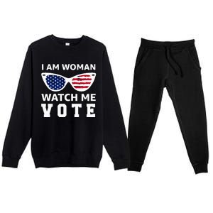 I Am Woman Watch Me Vote Premium Crewneck Sweatsuit Set