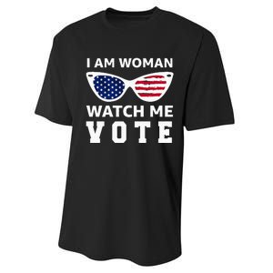 I Am Woman Watch Me Vote Performance Sprint T-Shirt