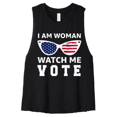 I Am Woman Watch Me Vote Women's Racerback Cropped Tank