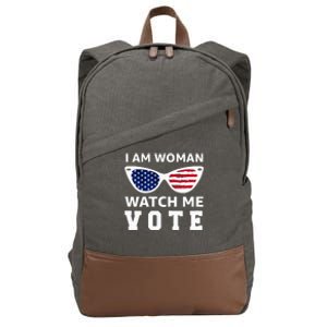 I Am Woman Watch Me Vote Cotton Canvas Backpack