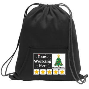 I Am Working For Christmas Break 5 Stars Xmas Tree Sweatshirt Cinch Pack Bag