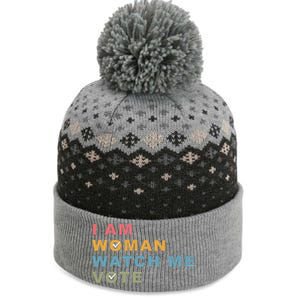 I Am Woman Watch Me Vote For Kamala Harris President 2024 The Baniff Cuffed Pom Beanie