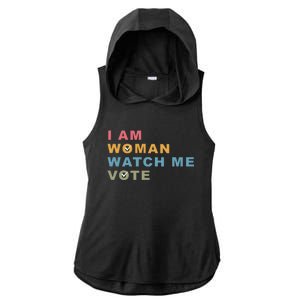 I Am Woman Watch Me Vote For Kamala Harris President 2024 Ladies PosiCharge Tri-Blend Wicking Draft Hoodie Tank