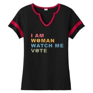 I Am Woman Watch Me Vote For Kamala Harris President 2024 Ladies Halftime Notch Neck Tee