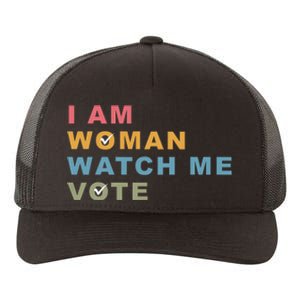 I Am Woman Watch Me Vote For Kamala Harris President 2024 Yupoong Adult 5-Panel Trucker Hat