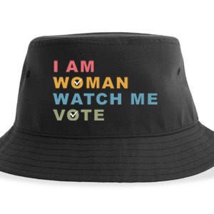 I Am Woman Watch Me Vote For Kamala Harris President 2024 Sustainable Bucket Hat