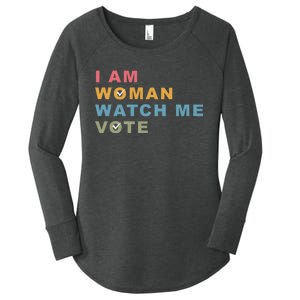 I Am Woman Watch Me Vote For Kamala Harris President 2024 Women's Perfect Tri Tunic Long Sleeve Shirt