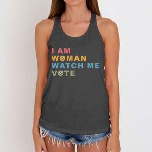 I Am Woman Watch Me Vote For Kamala Harris President 2024 Women's Knotted Racerback Tank