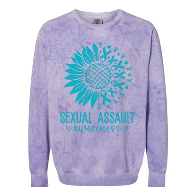 In April We Wear Teal Sexual Assault Awareness Month Colorblast Crewneck Sweatshirt