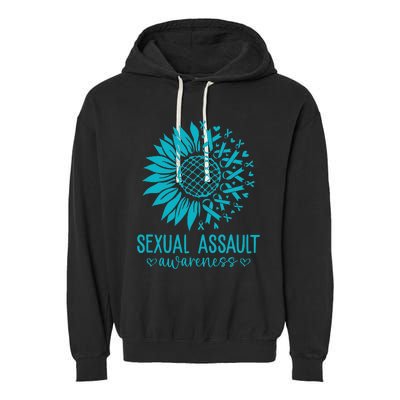 In April We Wear Teal Sexual Assault Awareness Month Garment-Dyed Fleece Hoodie