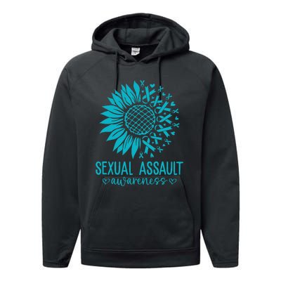 In April We Wear Teal Sexual Assault Awareness Month Performance Fleece Hoodie